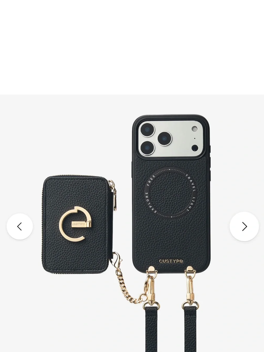 Custype black detachable Crossbody wallet, iPhone case